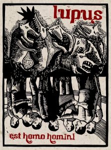 Contemporary linocut print